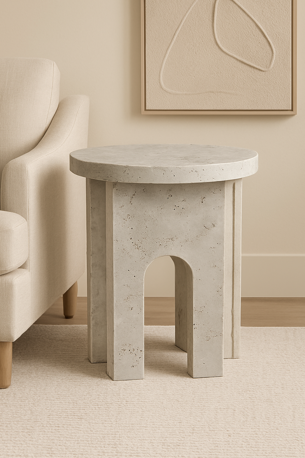 Lucca Travertine Side Table
