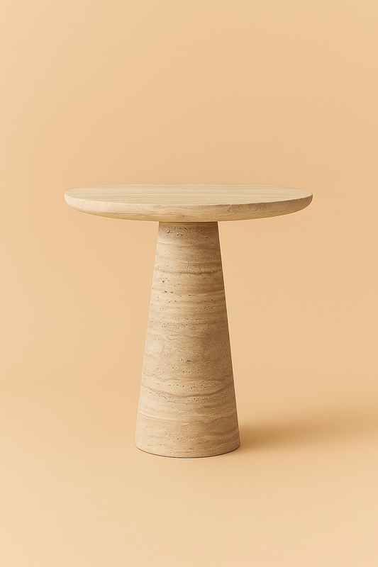 Solace Travertine Round Top Side Table
