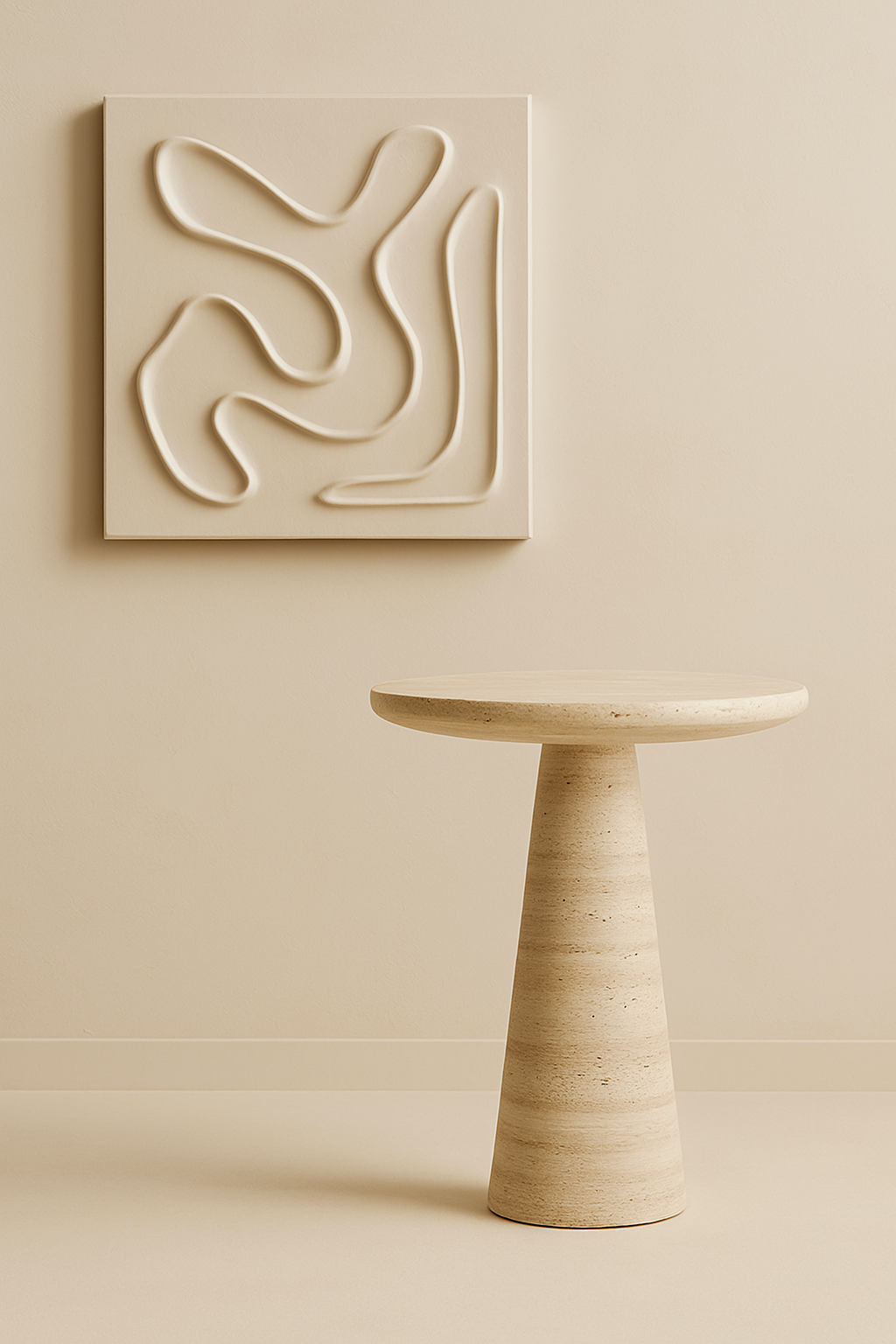 Solace Travertine Round Top Side Table