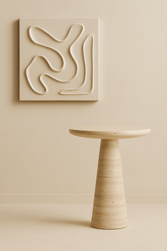 Solace Travertine Round Top Side Table